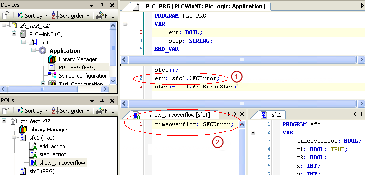 Application examples for SFCError