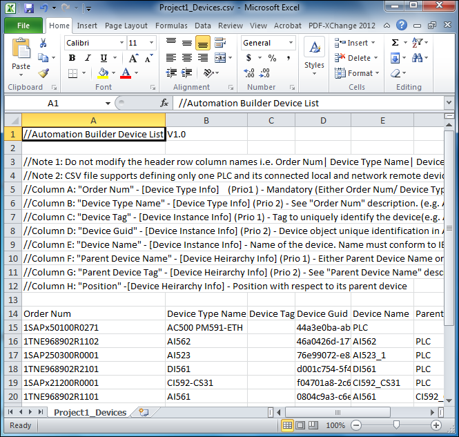 32 CSV device list